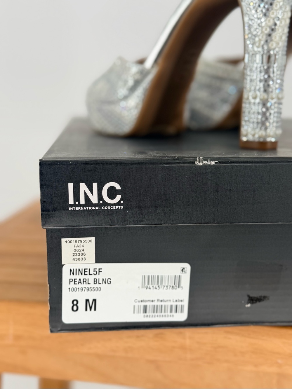 New INC Silver Crystal Platform Ankle Strap Heels - Women SIZE 8 - Picture 6 of 6
